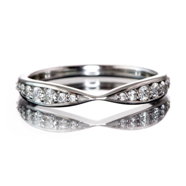 Pippa Band - Pinched Contoured Wedding Ring Graduated Diamond, Moissan ...