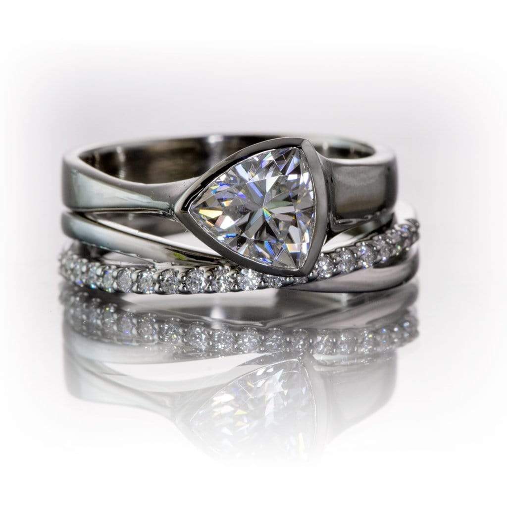 Criss Cross Band Contoured Wedding Ring with Diamonds
