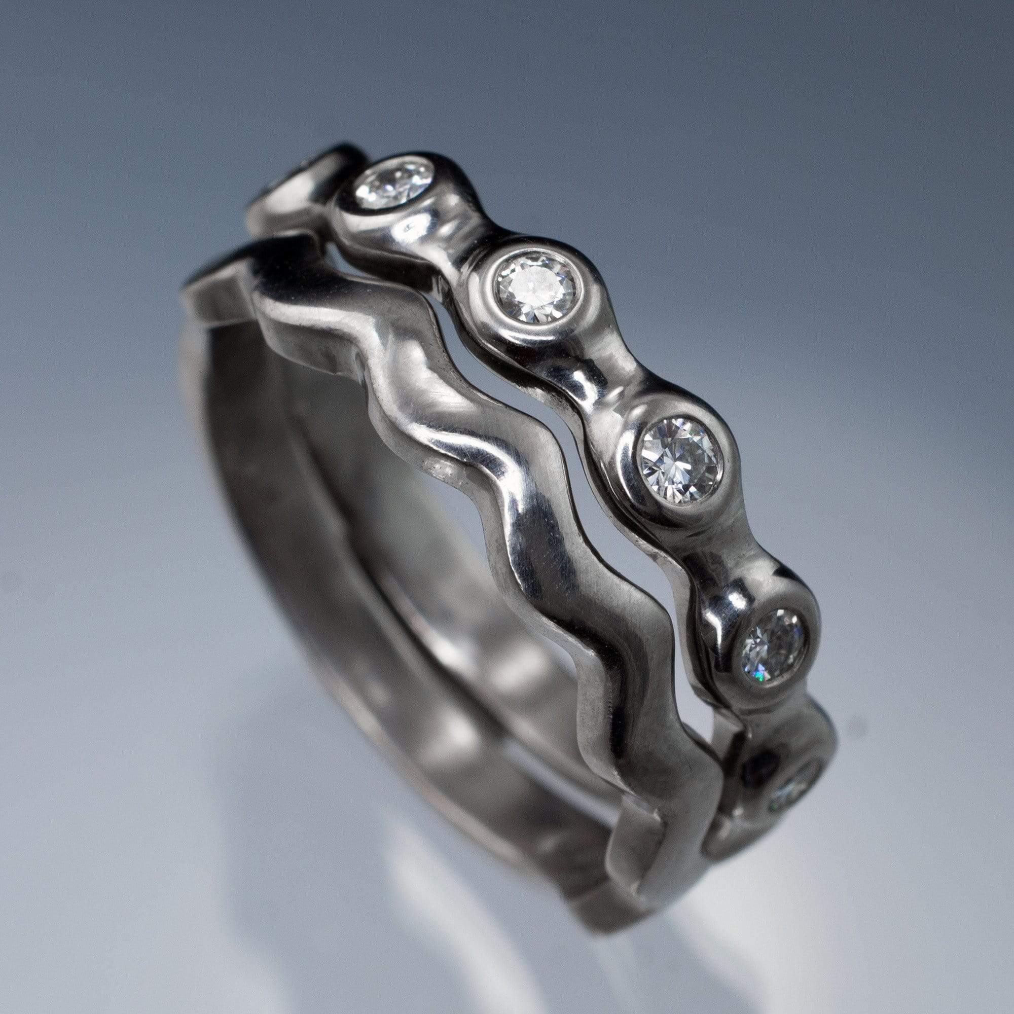 Moissanite Half Eternity Wedding Ring in Palladium size 6-8