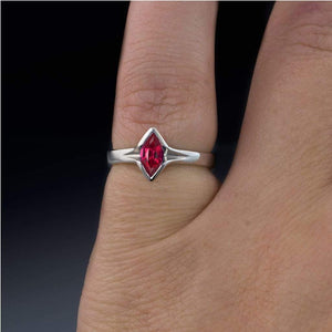 Marquise Ruby Semi-Bezel Solitaire Engagement Ring Ring by Nodeform