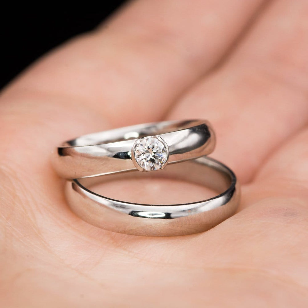 Daesar Platinum Ring Men, Wedding Rings Men Classic 4 Prong Lab Created  Diamond 0.14ct White Gold Ring Size 7 | Amazon.com