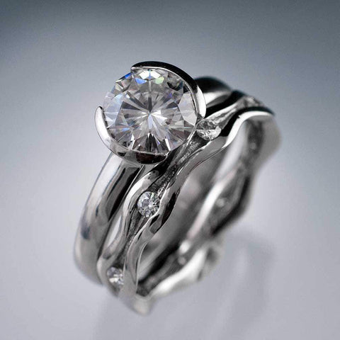 Moissanite bezel engagement rings