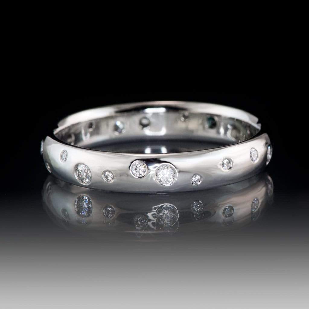 scattered diamond wedding band