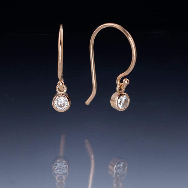 Moissanite Round Bezel Dangle Earrings
