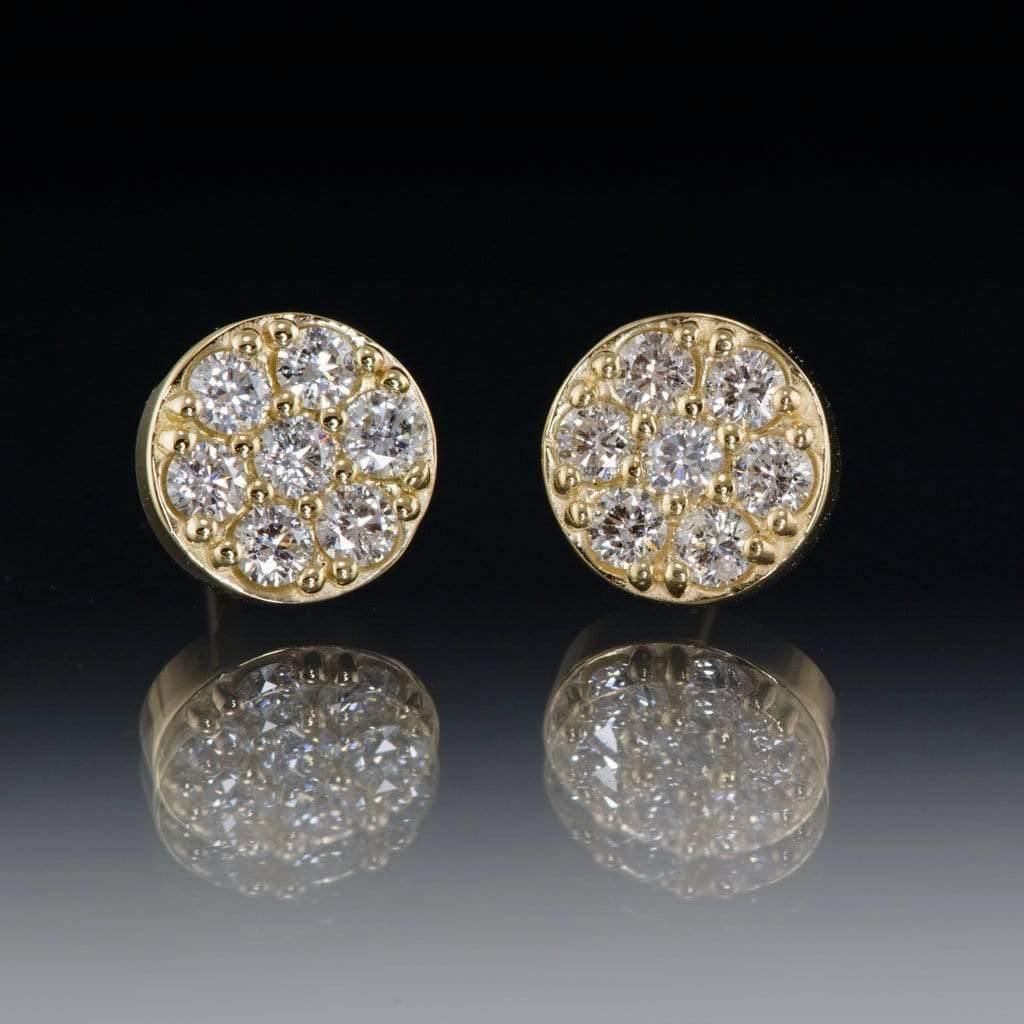 3/8CTW Diamond, Moissanite or Sapphire Cluster Stud Earrings - Nodeform