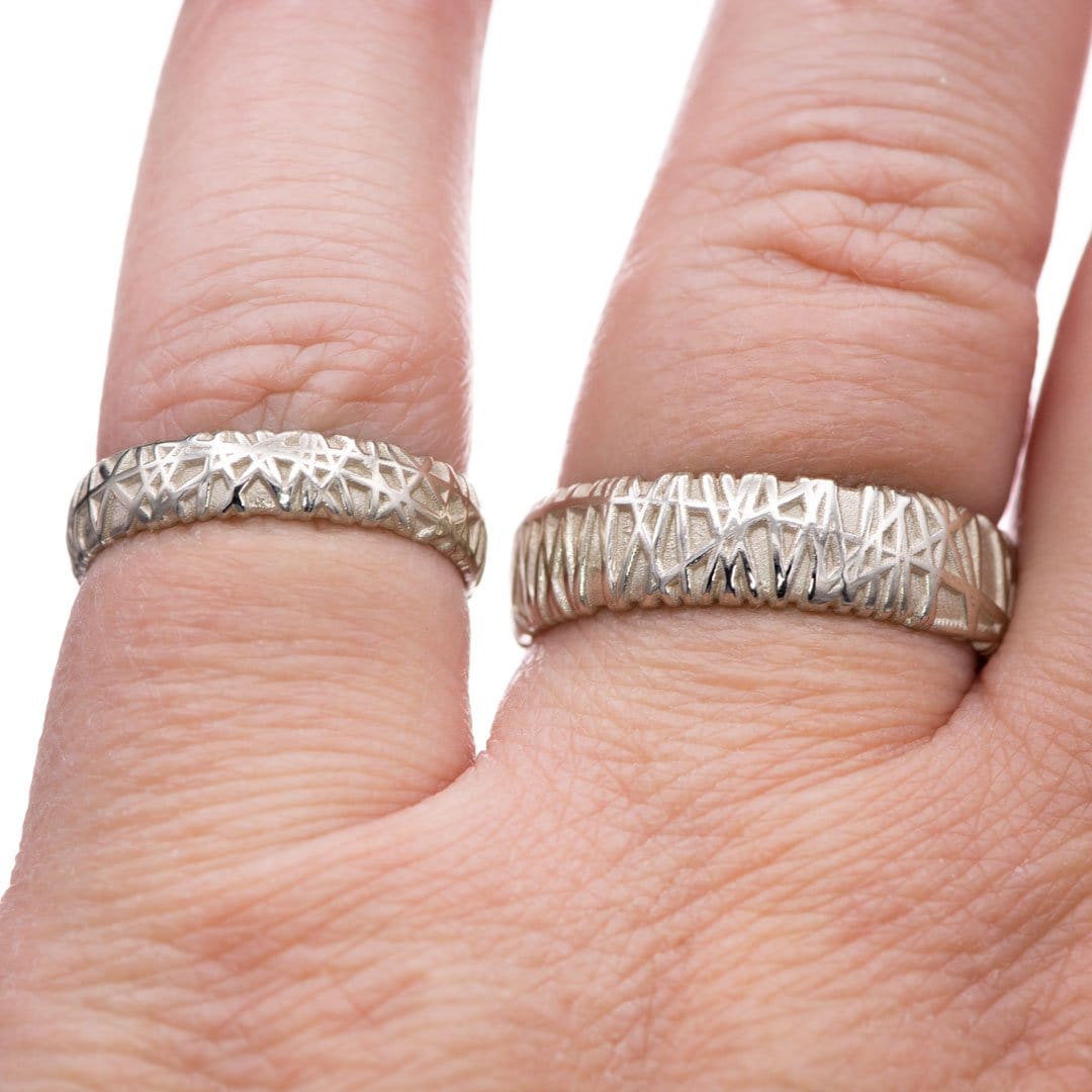 Wide Woven Texture Wedding Band, Bird Nest Ring