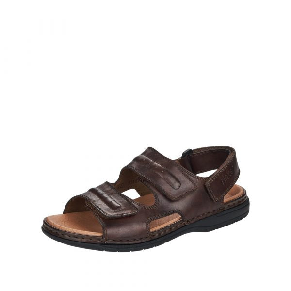 Se Rieker - Herre sandal m/velcroremme, 46-0169 - Brun - 45 hos Schou Bertelsen SKO