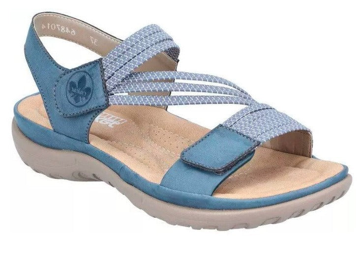 Billede af Rieker - Sandal m/elastiske velcroremme, 42-0700 - Blå - 36