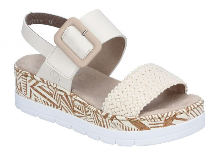 Billede af Rieker - Sandal med kilehæl, 42-0652 - Beige - 38