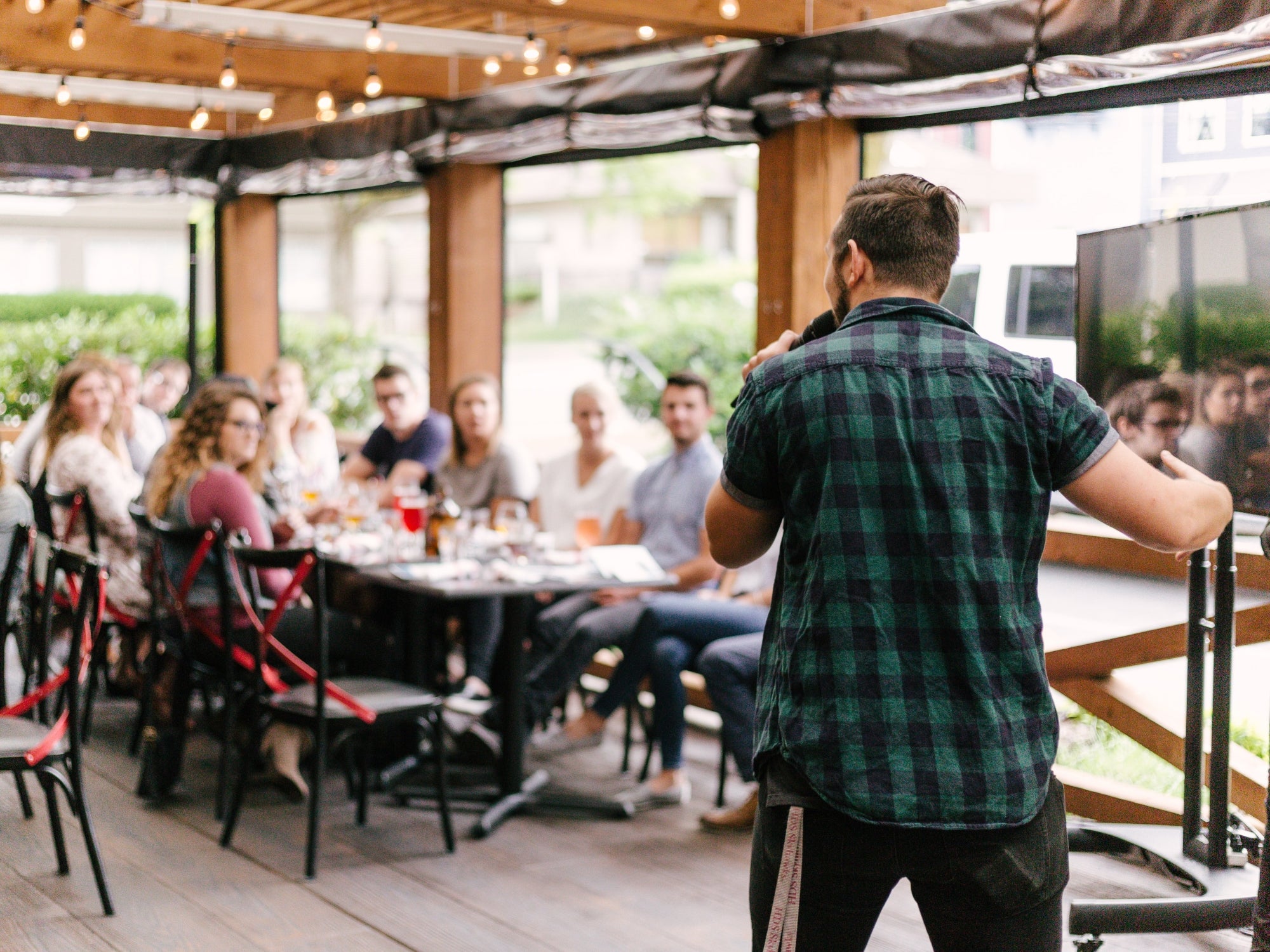 speaker in front of an audience