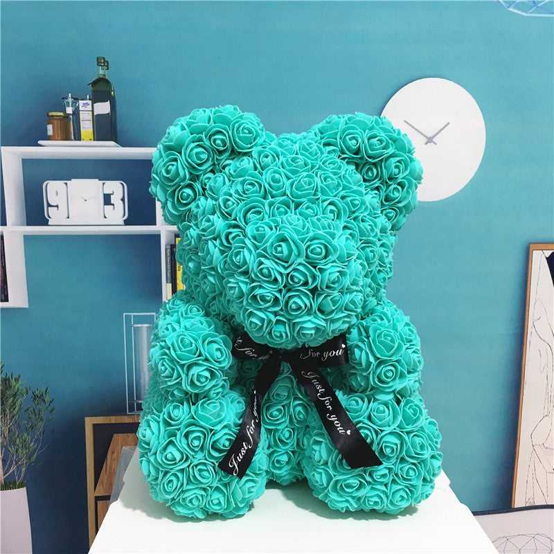 teal rose bear