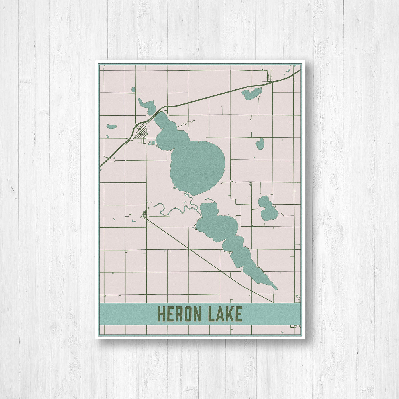 Heron Lake Minnesota Map Print Printed Marketplace