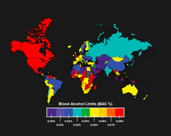 Alcohol drink driving limits around the world