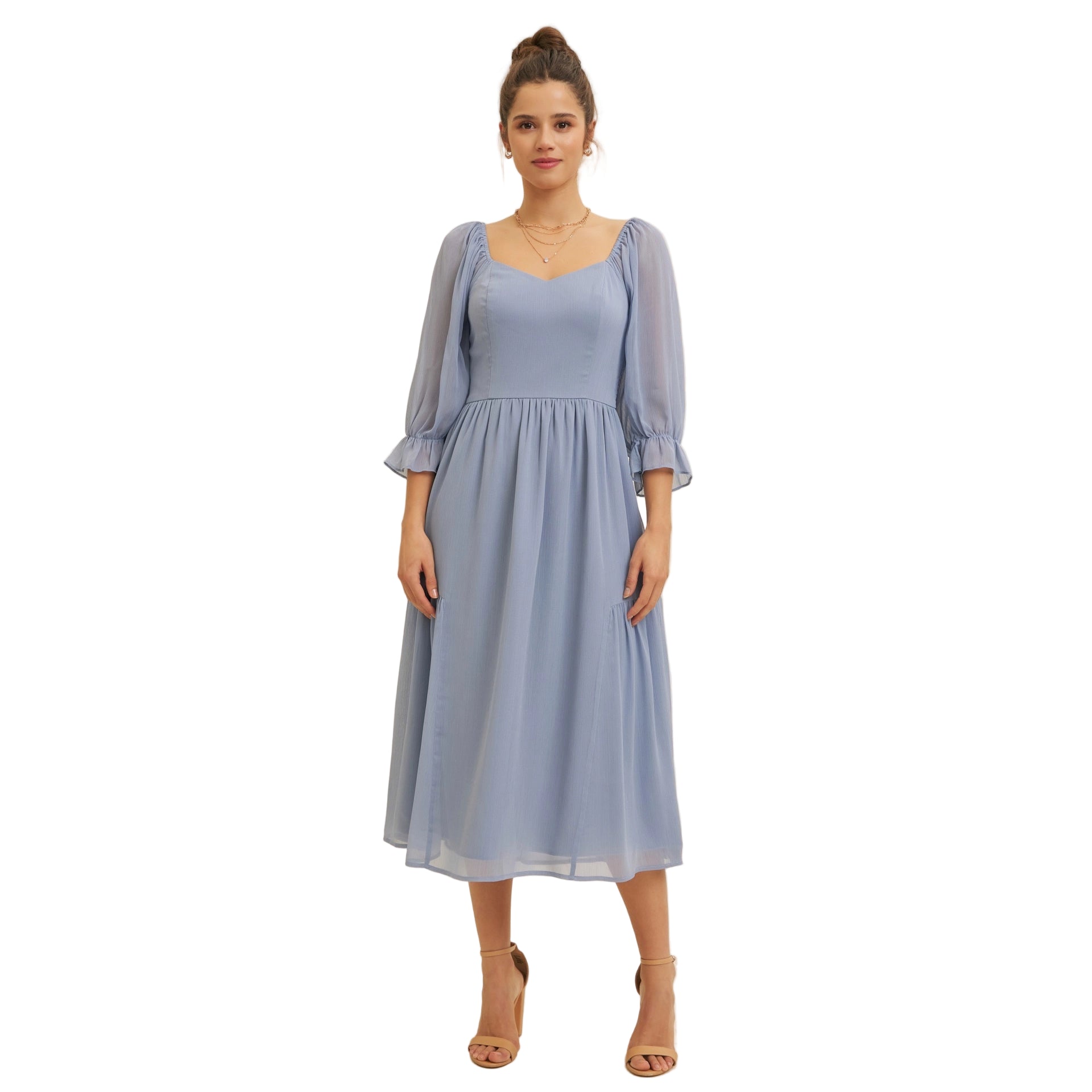 Clara Dress - Dusty Blue