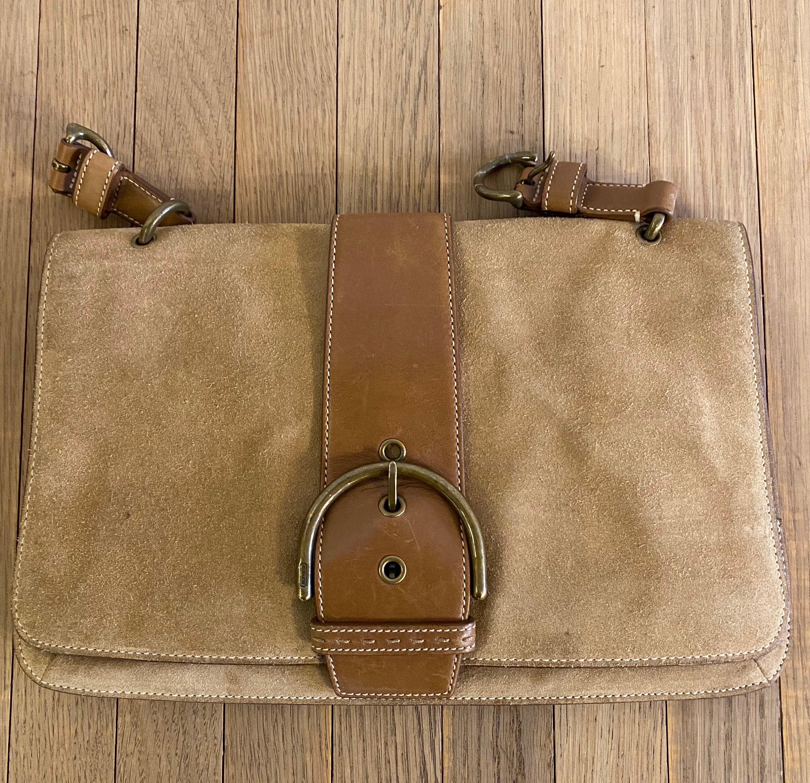 Coach Suede Buckle Clutch