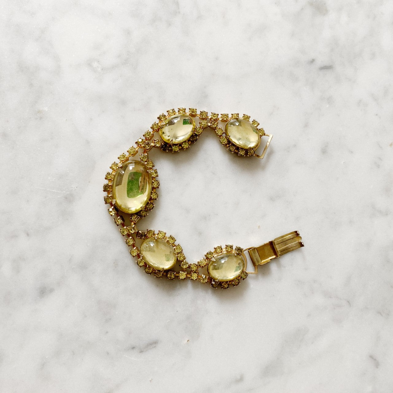 Vintage Large Jewel Rhinestone Gold Bracelet