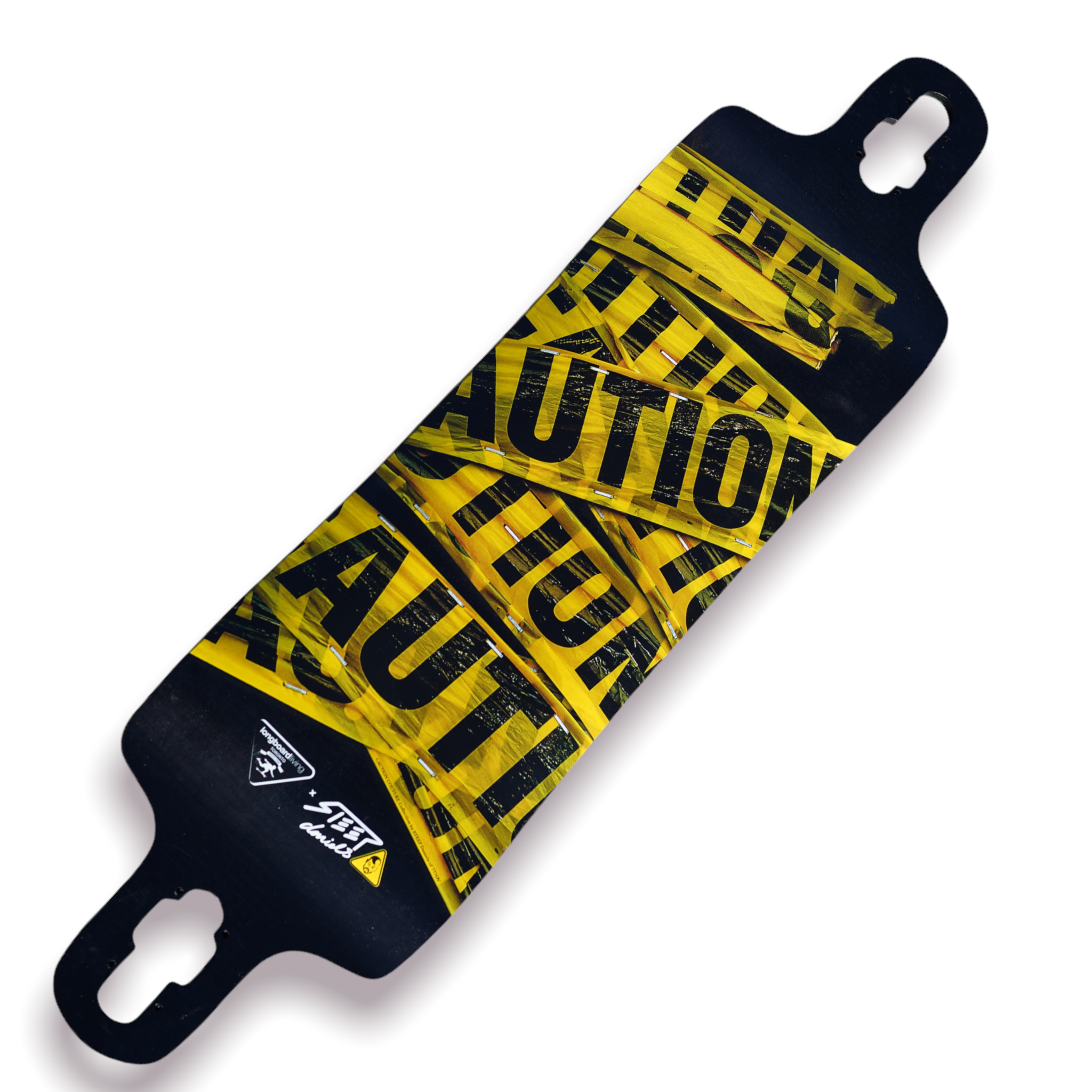 38” Longboard Living Double Drop Deck: Caution Couture edition