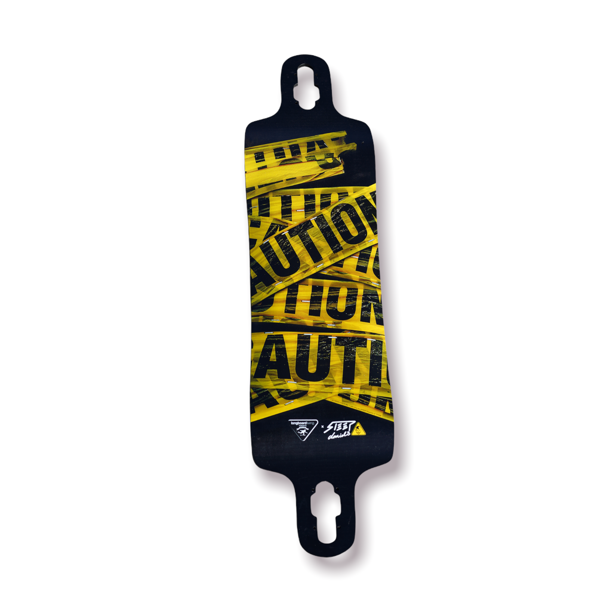 38” Longboard Living Double Drop Deck: Caution Couture edition