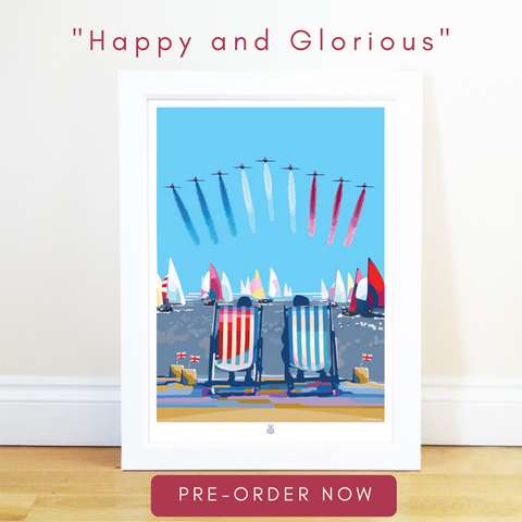 Happy and Glorious Print and Poster celebrating the Jubilee by Devon Artist Becky Bettesworth