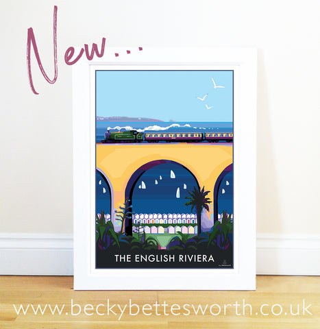 The English Riviera - Steam Train Print and Poster by Devon Artist Becky Bettesworth 