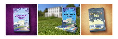 Agatha Christie book covers - Dead Man's Folly and Five Little Pigs designed by Devon Artist Becky Bettesworth