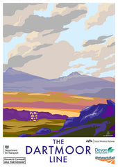 The Dartmoor Line Vintage Style Travel Poster - Becky Bettesworth