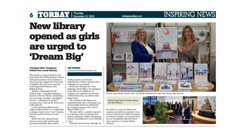 Girls Grammar article with Becky Bettesworth in the local paper