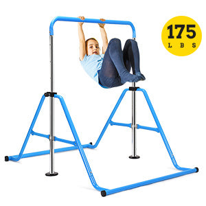 Blue Folding Adjustable Gymnastics Bar - Weight Limit 175 lbs