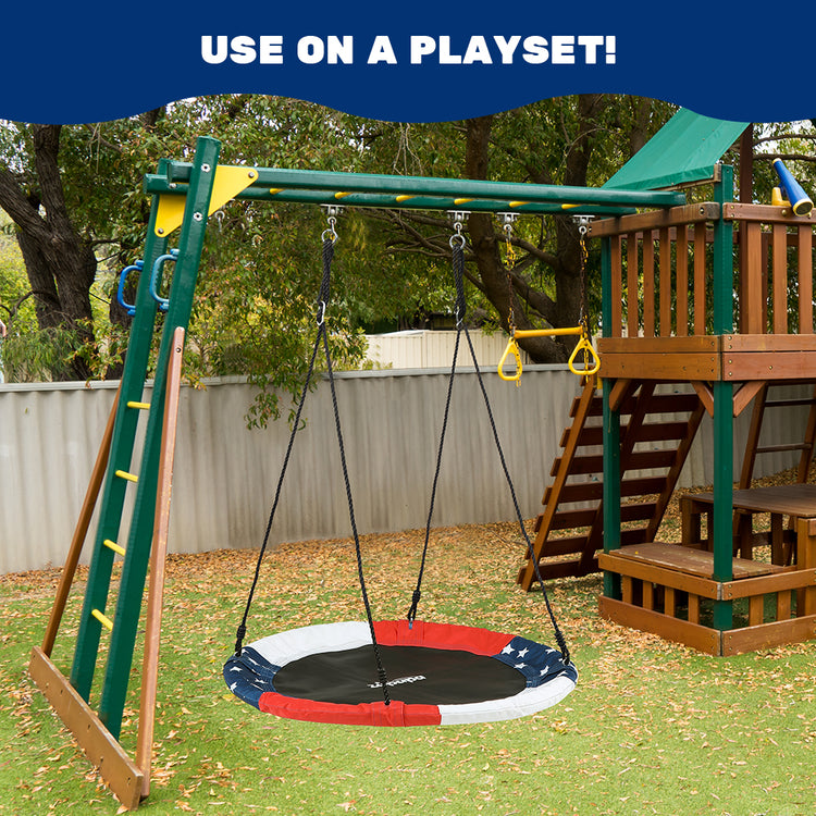 a combination of a playset with Zupapa tree swing