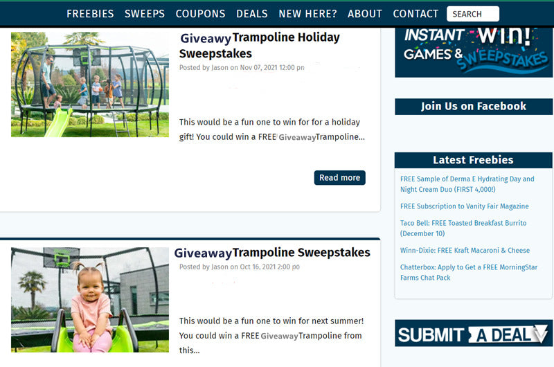trampoline giveaway site