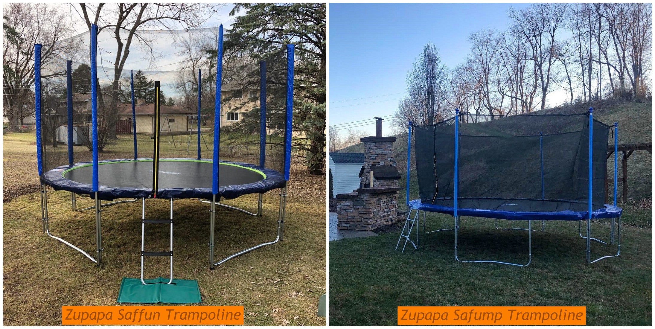 Zupapa Saffun trampoline vs. Zupapa Safump trampoline. Zupapa outdoor trampolines in 2021 spring.