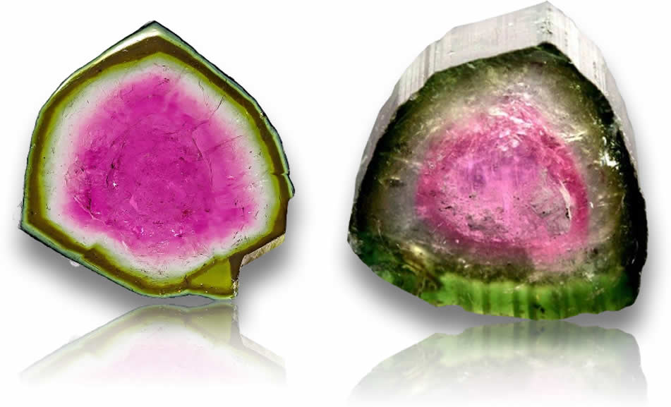 watermelon tourmaline cocentric zoning inclusions