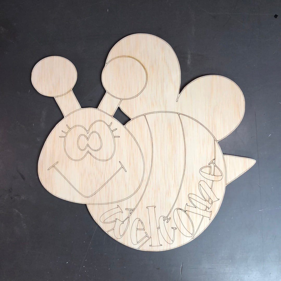 Welcome Bumble Bee Wreath Size Sign Blank