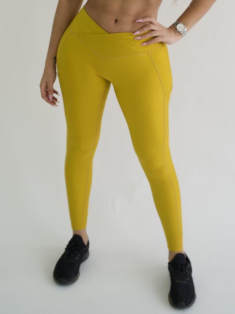 Gold Pristine Pocket Leggings | Obsession Shapewear