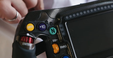 Close up de volante de F1