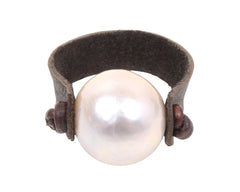 Leather & Pearl Ring