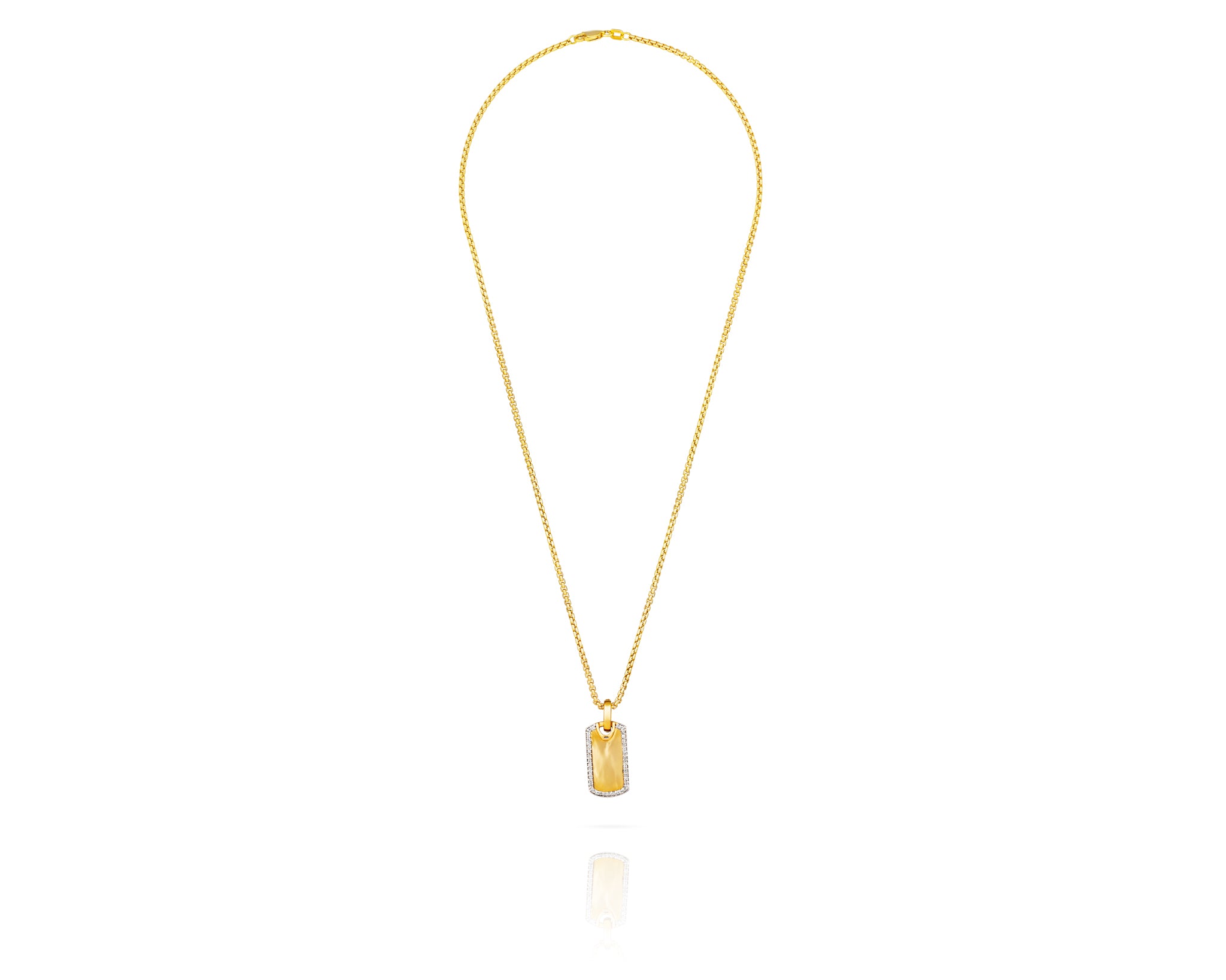 Dog Tag Stirrup Necklace | Gold