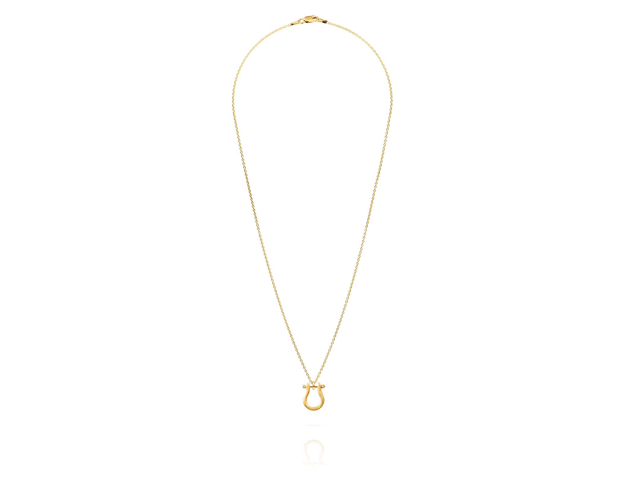 Small Shackle Bit Charm Necklace | Gold