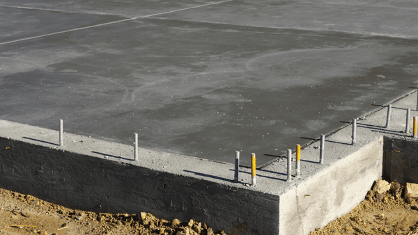 Foundation slab prepared for light commercial building