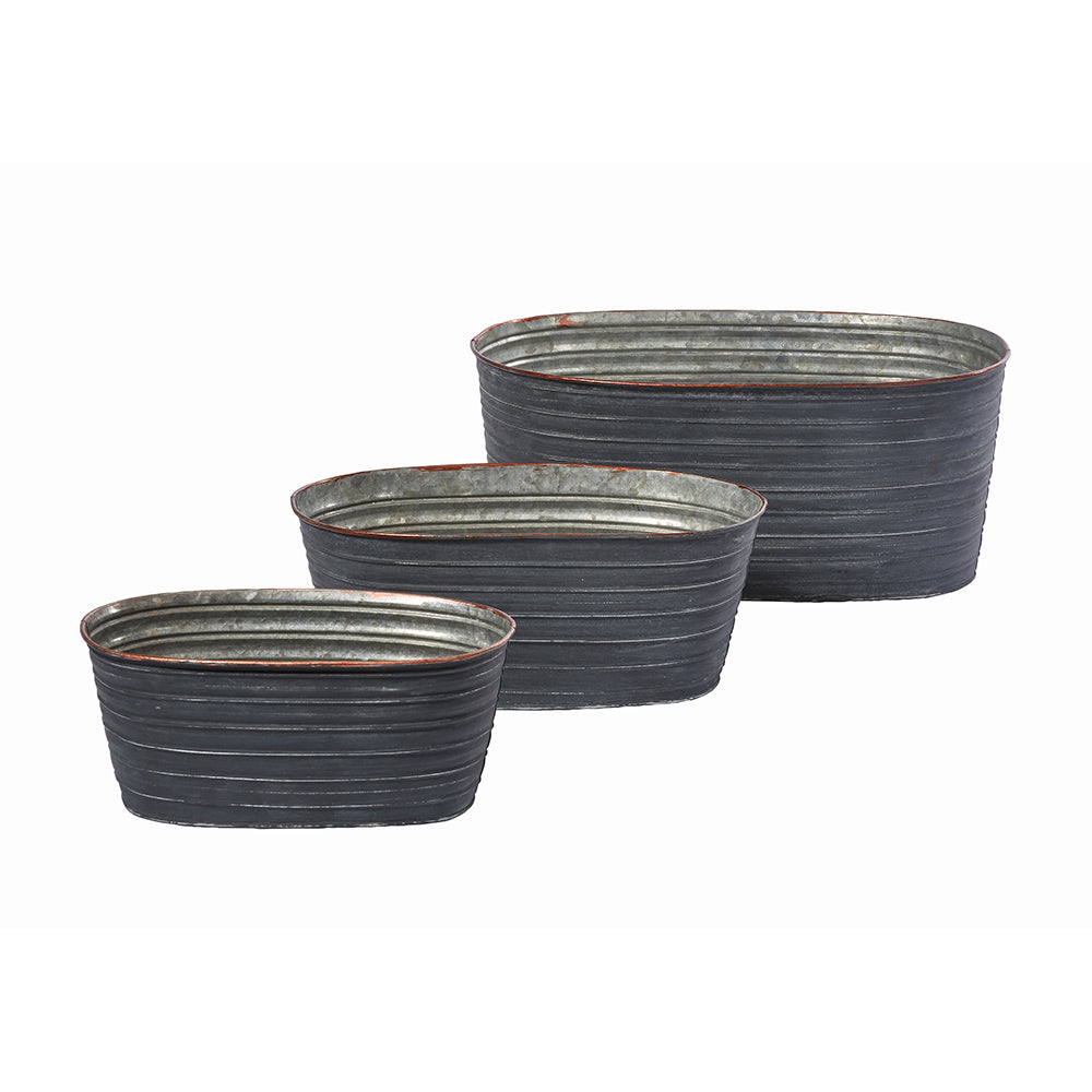 OASIS Oval Tin Pots, Slate | OASIS Floral Products