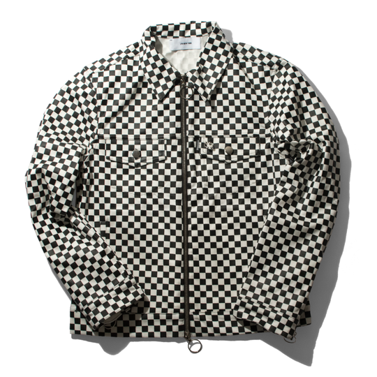 checkerboard jean jacket