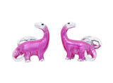  Hand-painted Dinosaur Sterling Silver Cufflinks 