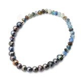 BLUE SAPPHIRE AND FRESHWATER PEARLS SPLIT BEADED BRACELET