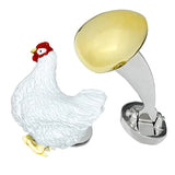 THE CHICKEN AND THE EGG STERLING SILVER CUFFLINKS