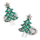 Christmas Tree with Marcasite Inlay and Enamel Sterling Silver Cufflinks