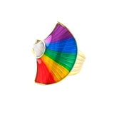 Fan Gemstone & Enamel Vermeil Sterling Silver Ring