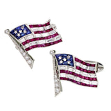 Platinum Gold Diamond, Ruby, & Sapphire American Flag Cufflinks