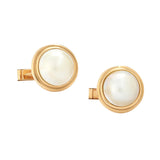 PEARL WITH THICK BORDER 18K YELLOW GOLD CUFFLINKS I JAN LESLIE