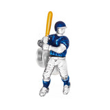 ENAMEL BASEBALL PLAYER STERLING SILVER LAPEL PIN