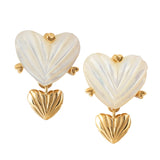 STERLING SILVER WITH 18K GOLD VERMEIL AND MOTHER OF PEARL INLAY HEART EARRINGS